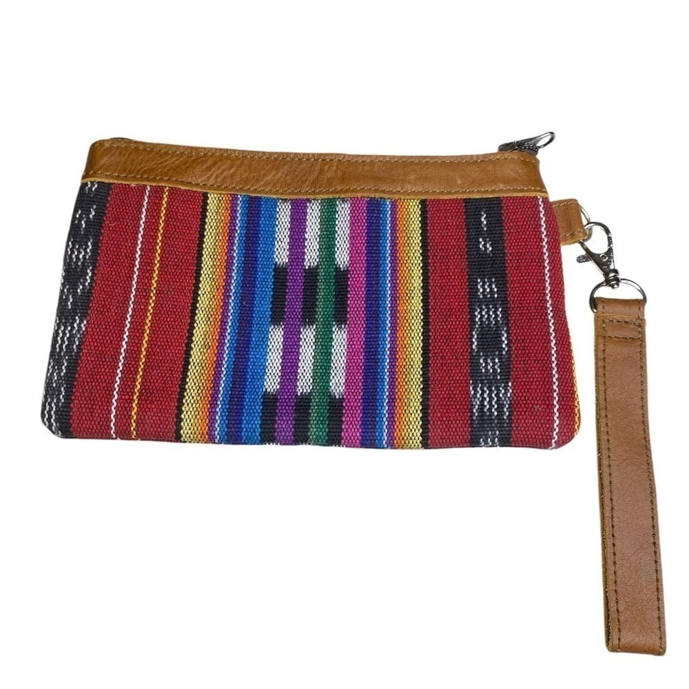Nena & Co Handwoven Clutch Wristlet with Leather Trim